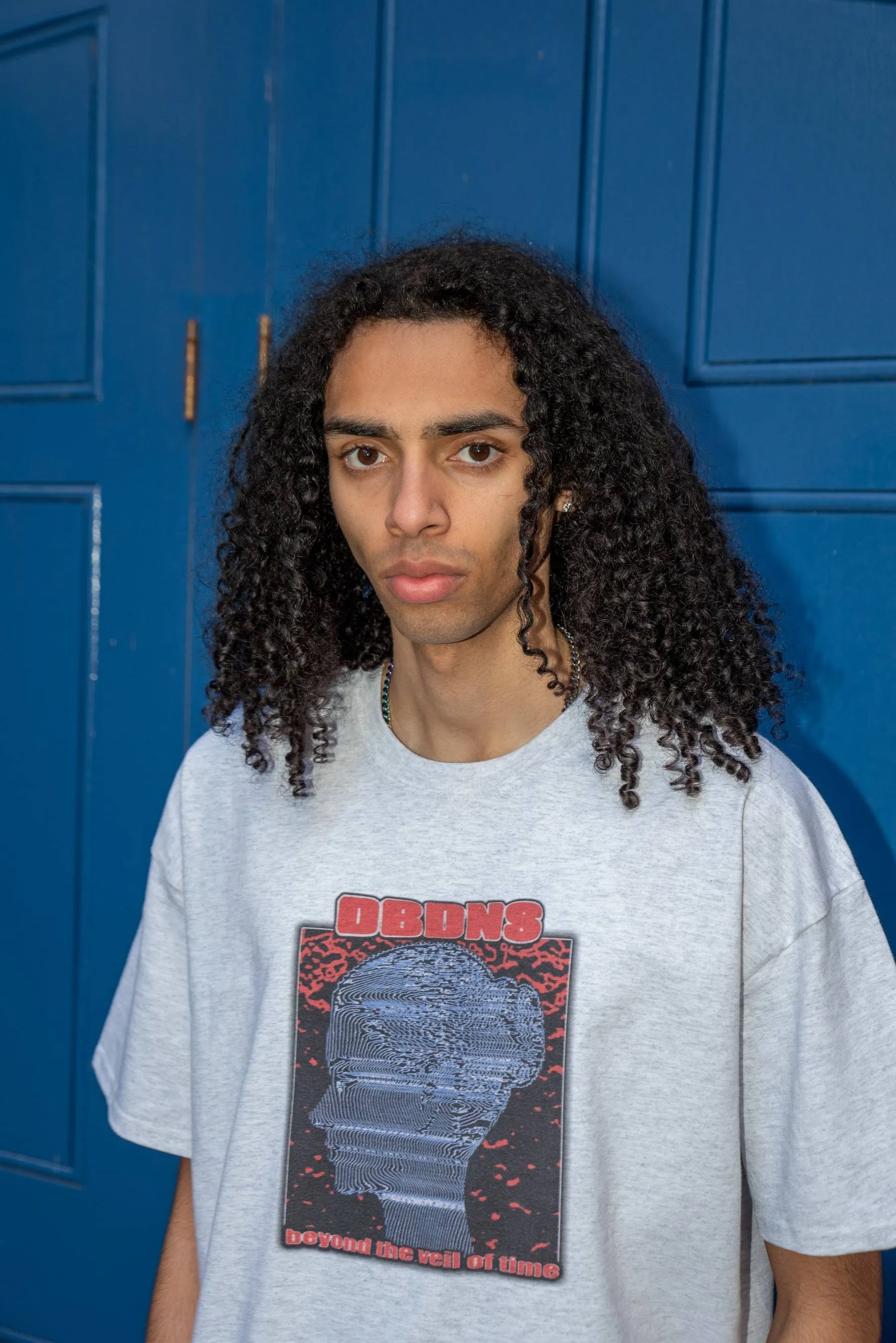 Short Sleeved T-shirt in Heather Grey With Beyond The Veil Of Time Silhouette Print sold by Dream But Do Not Sleep product image thumbnail 2