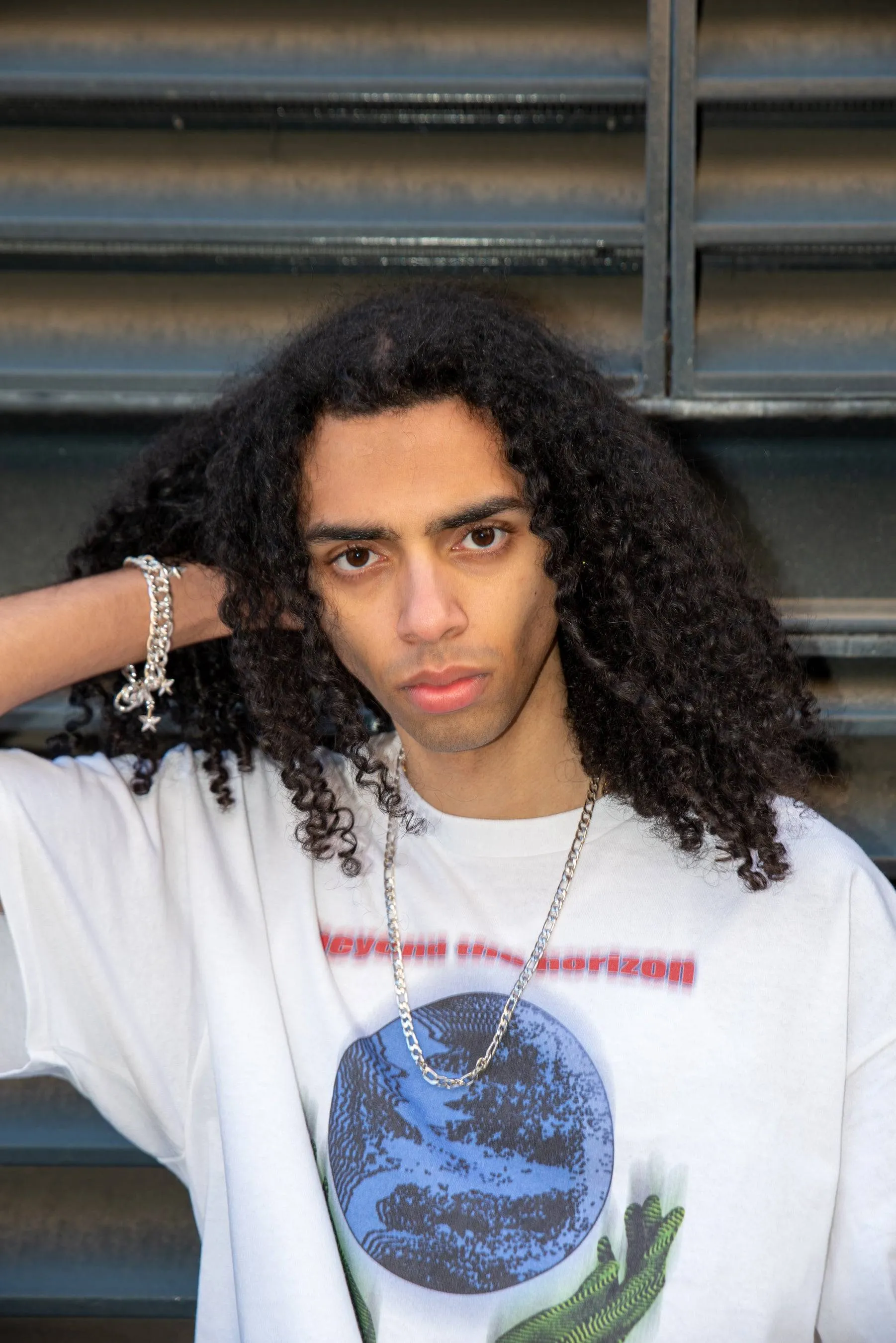 220gsm Short Sleeved T-shirt in White with Beyond The Horizon Print sold by Dream But Do Not Sleep product image thumbnail 4