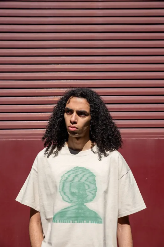 Short-Sleeved T-shirt in Sand with The Future Is Ours To Dream Print sold by Dream But Do Not Sleep