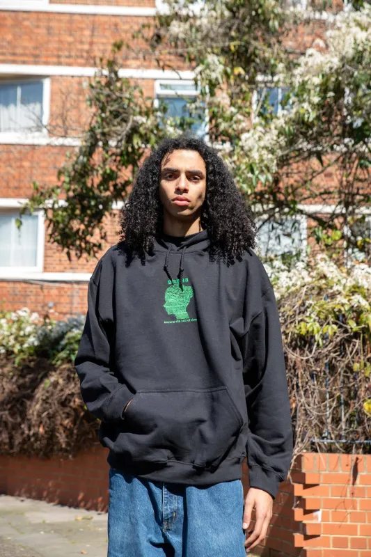 Hoodie in Black with Beyond The Veil Of Time Embroidery sold by Dream But Do Not Sleep