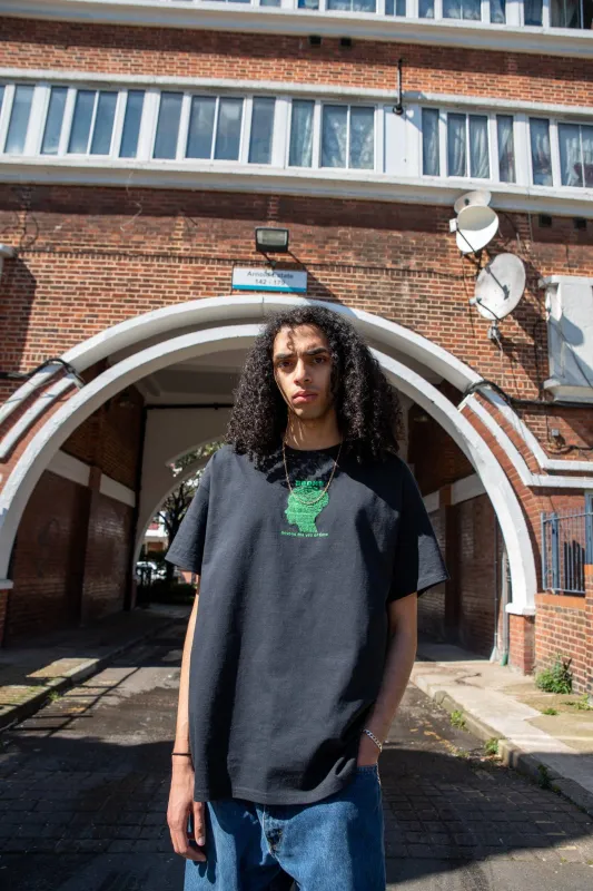 Short Sleeved T-shirt in Black with Beyond The Veil Of Time Embroidery sold by Dream But Do Not Sleep