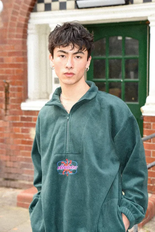 Fleece in Forest Green with Futuristic Logo Embroidery sold by Dream But Do Not Sleep
