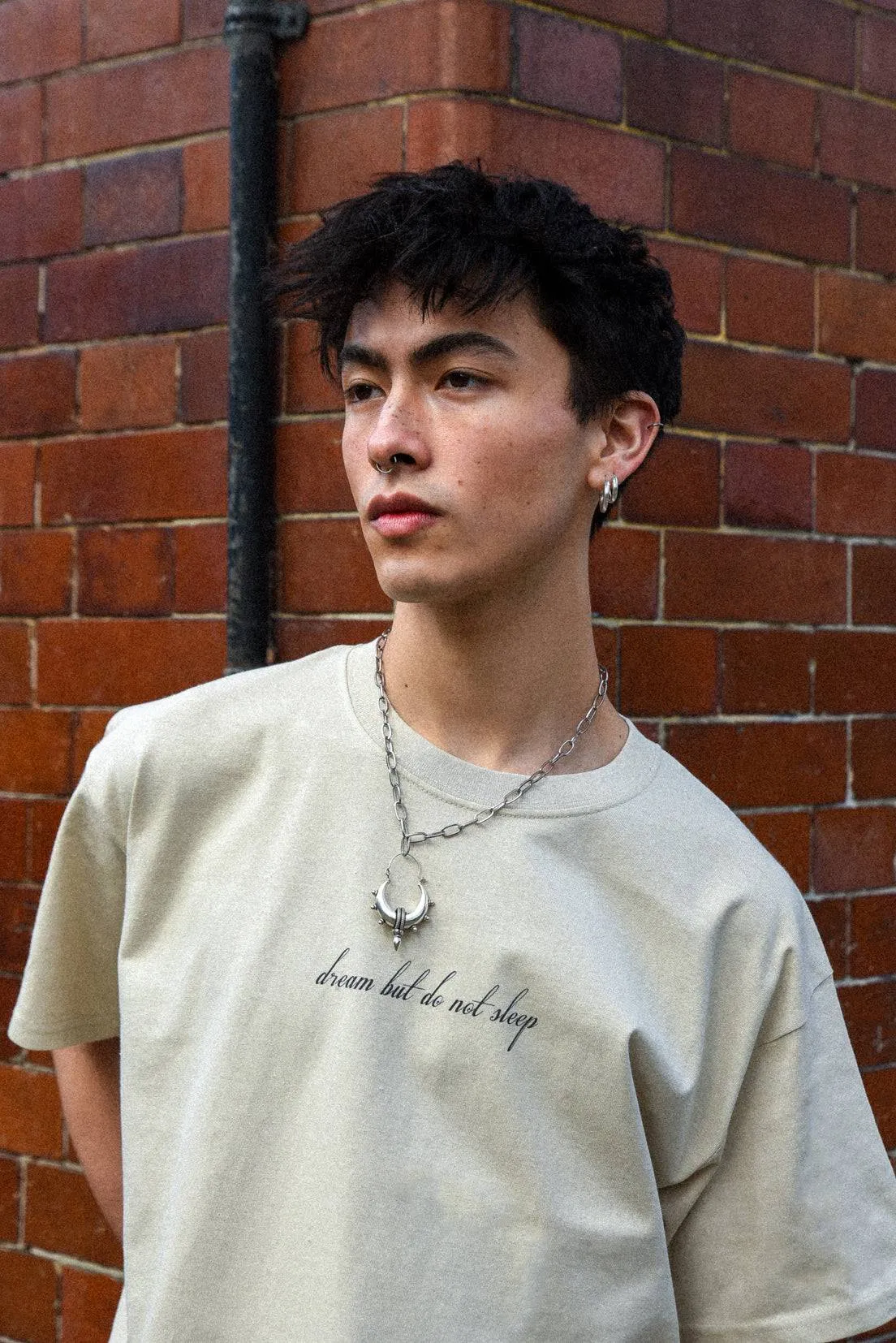 Short Sleeved T-shirt in Sand With Chinese Dragon Print sold by Dream But Do Not Sleep product image thumbnail 2