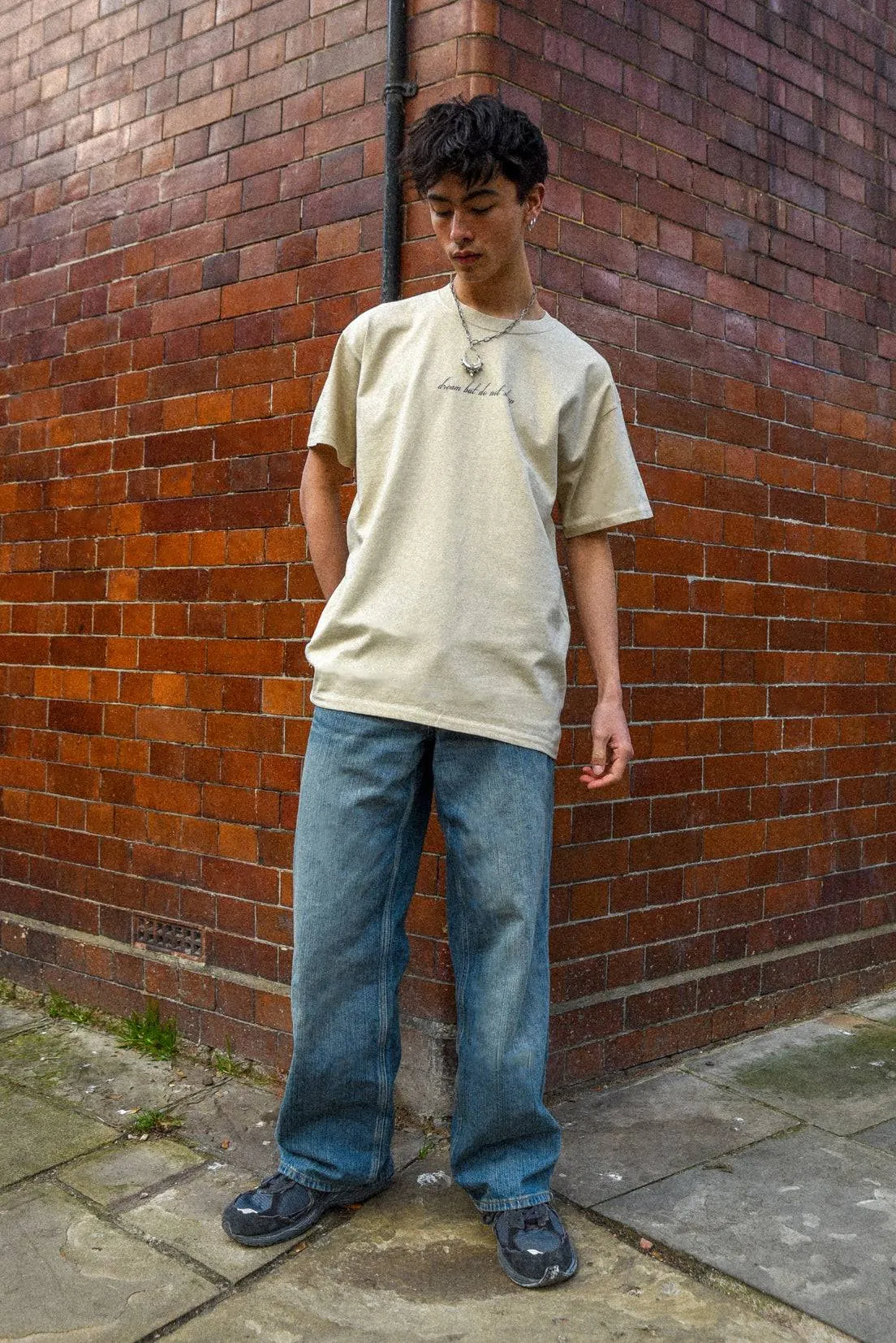 Short Sleeved T-shirt in Sand With Chinese Dragon Print sold by Dream But Do Not Sleep product image thumbnail 4