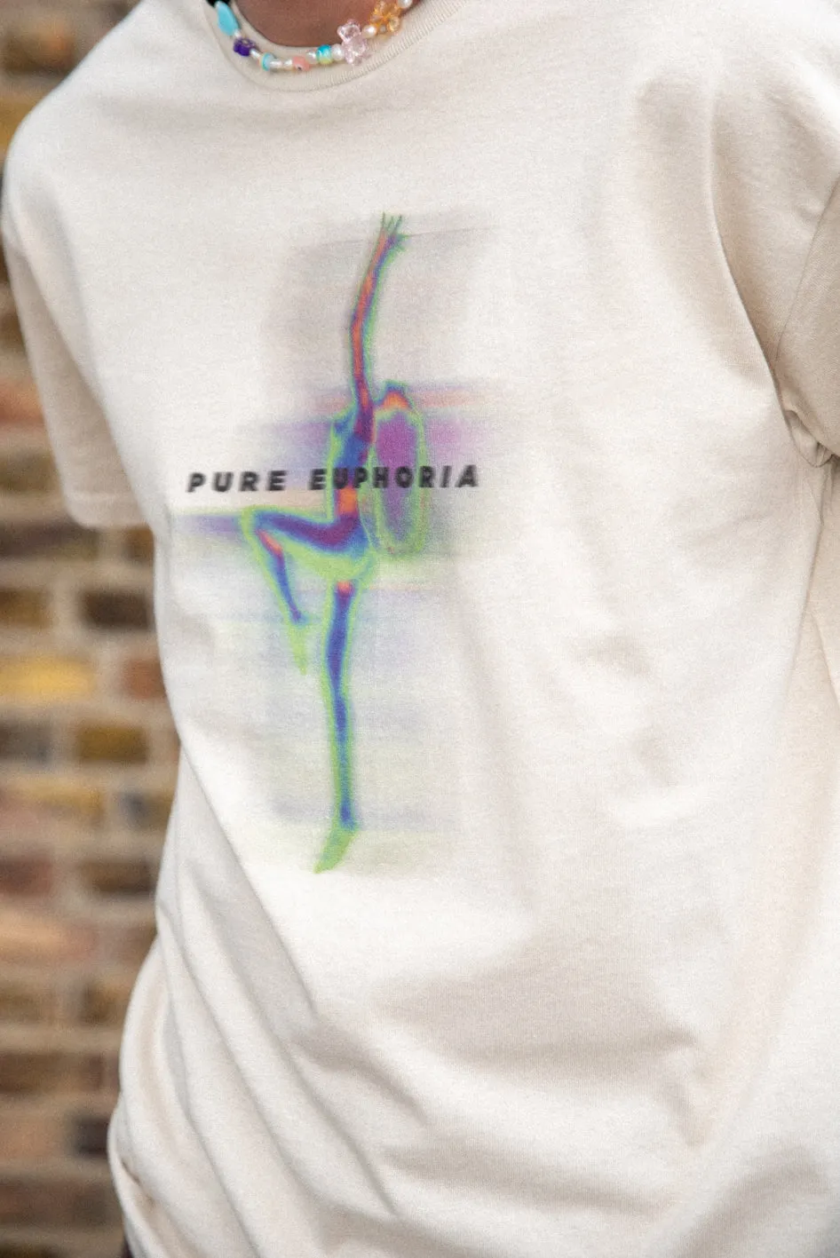 Short Sleeved T-shirt in Sand With Pure Euphoria Print sold by Dream But Do Not Sleep product image thumbnail 2