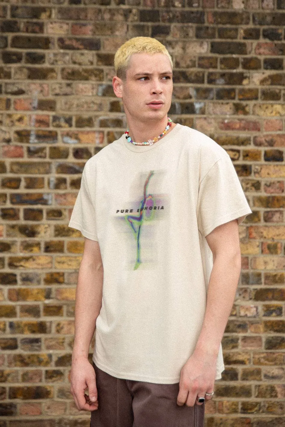 Short Sleeved T-shirt in Sand With Pure Euphoria Print sold by Dream But Do Not Sleep