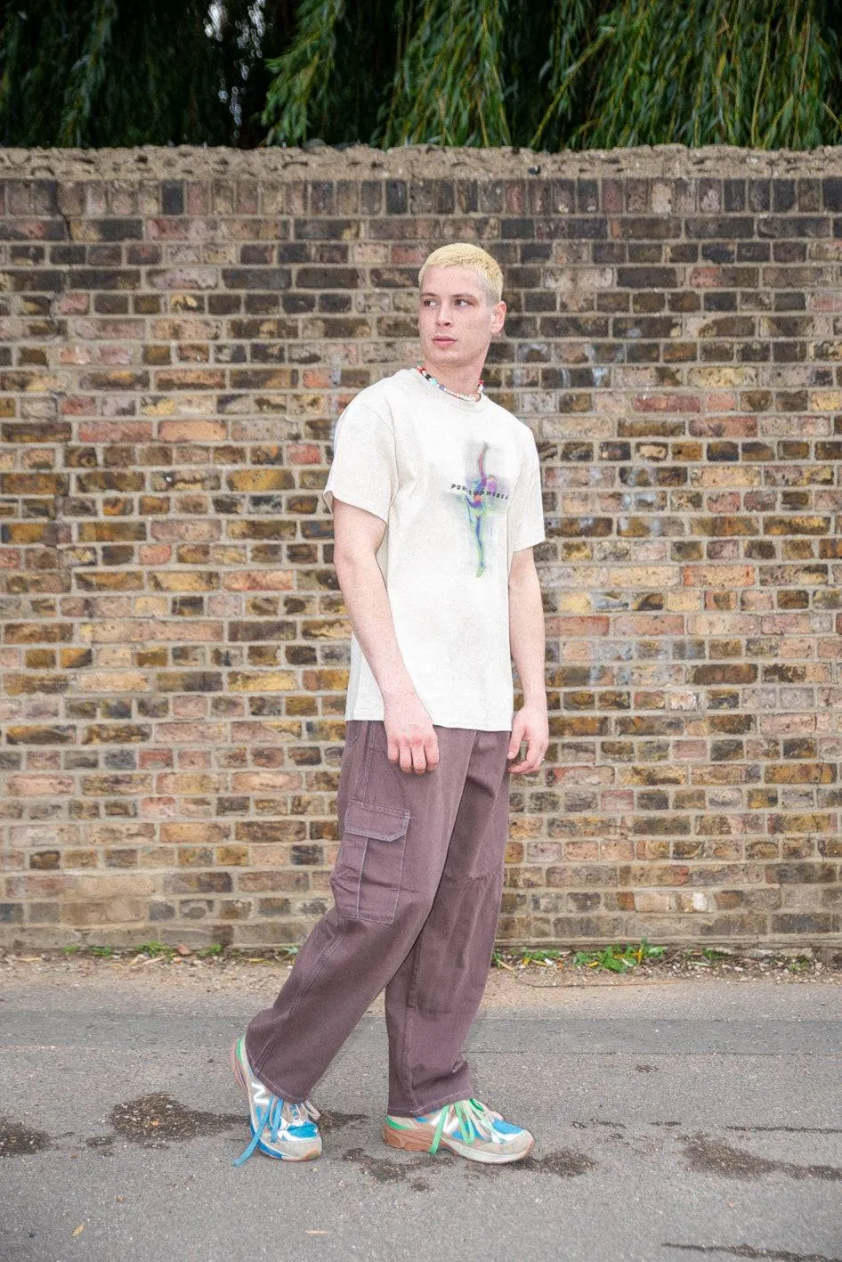 Short Sleeved T-shirt in Sand With Pure Euphoria Print sold by Dream But Do Not Sleep product image thumbnail 3