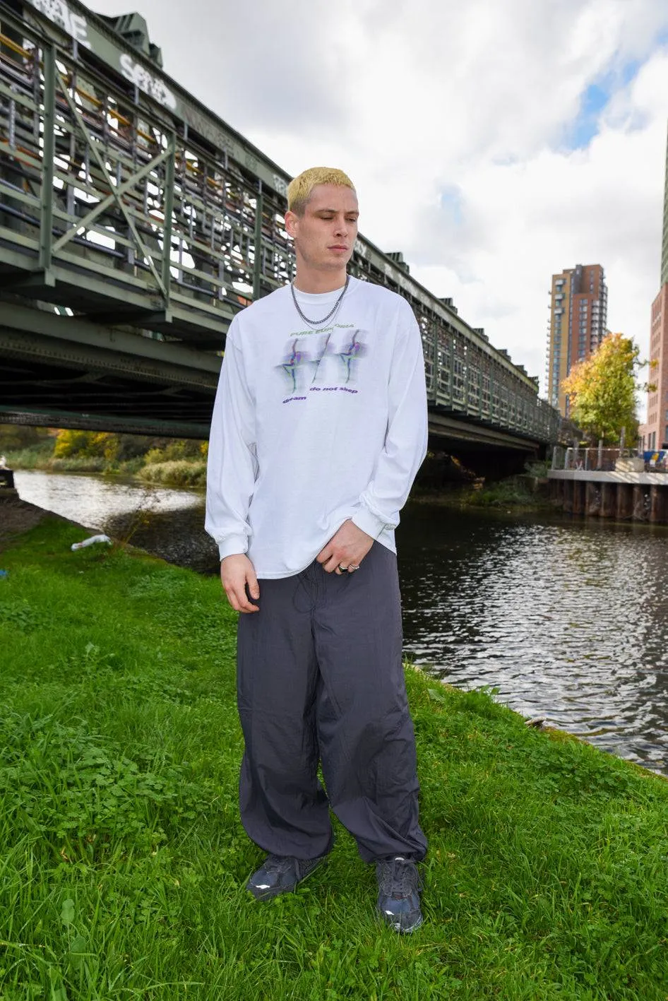 Long Sleeved Cotton T-shirt in White Pure Euphoria Print sold by Dream But Do Not Sleep product image thumbnail 3