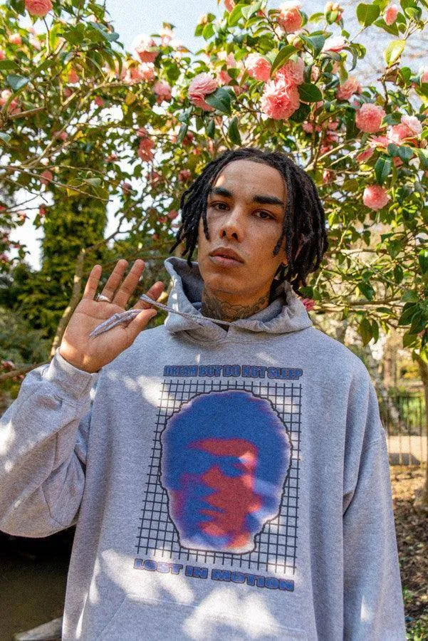 Heavyweight Hoodie in Grey With Lost in Motion Print sold by Dream But Do Not Sleep product image thumbnail 4