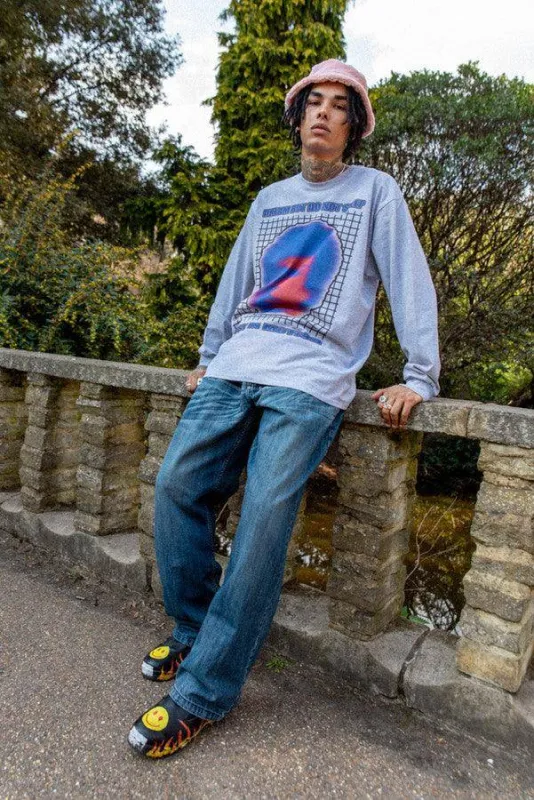 Long Sleeved T-Shirt in Grey With Lost in Motion Print sold by Dream But Do Not Sleep