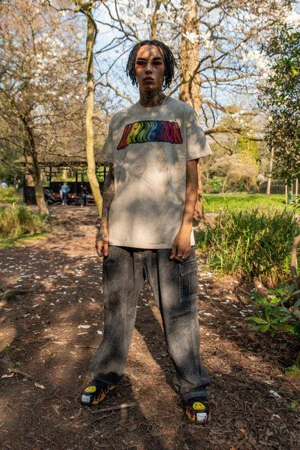T-Shirt in Sand With Trippy Alien Invasion Print sold by Dream But Do Not Sleep product image thumbnail 5