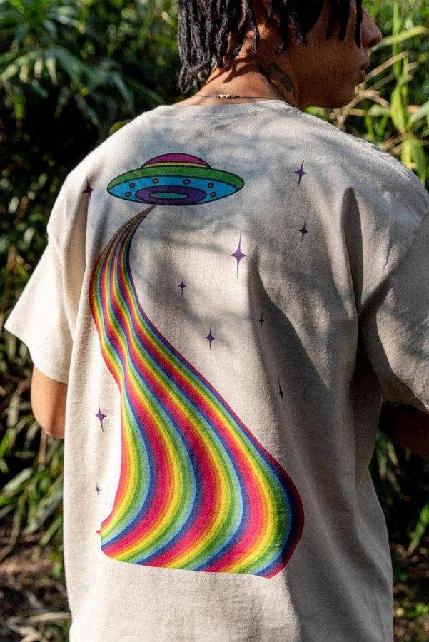 T-Shirt in Sand With Trippy Alien Invasion Print sold by Dream But Do Not Sleep product image thumbnail 2