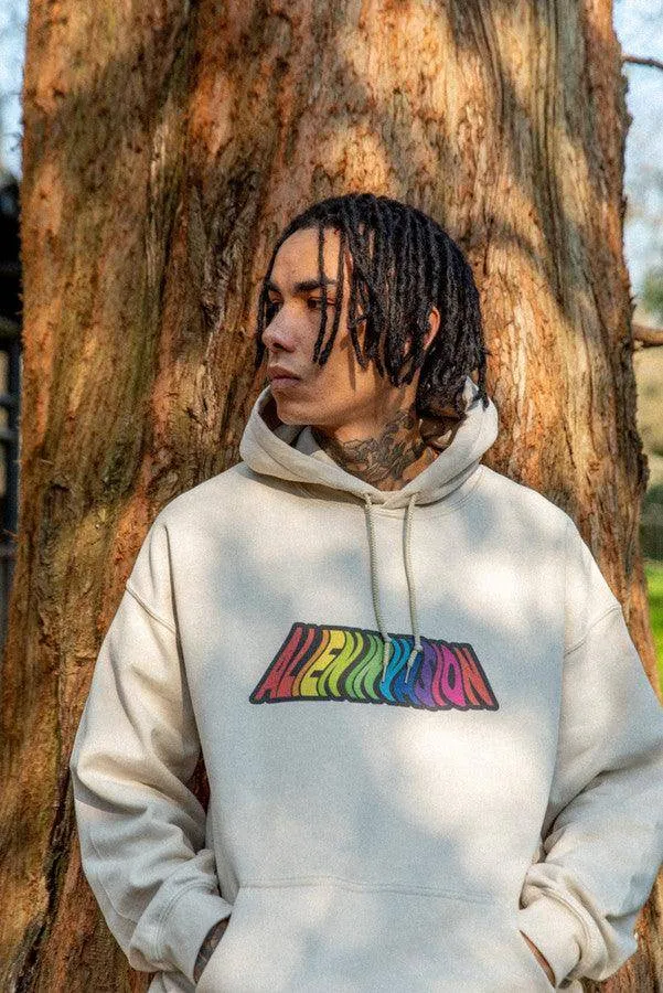 Hoodie In Sand With Trippy Alien Invasion Print sold by Dream But Do Not Sleep product image thumbnail 4
