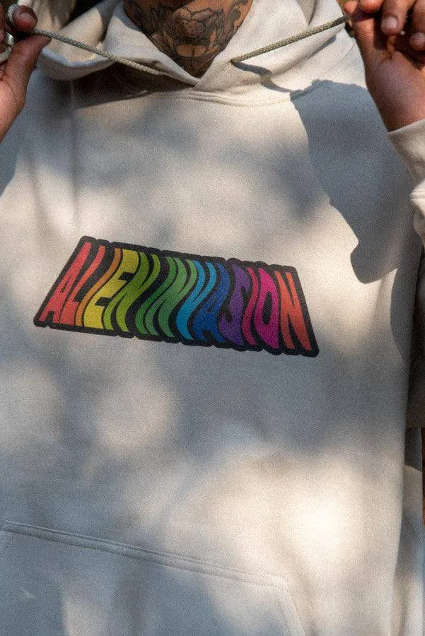 Hoodie In Sand With Trippy Alien Invasion Print sold by Dream But Do Not Sleep product image thumbnail 2