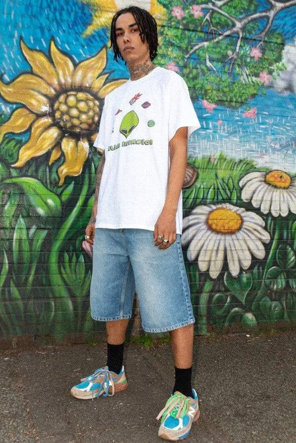 Short Sleeved T-Shirt in White With Alien Invasion Print sold by Dream But Do Not Sleep product image thumbnail 4