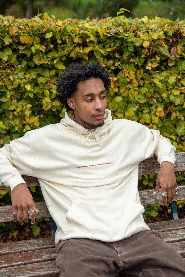 Hoodie in Neutral With Lost In Motion Logo Print sold by Dream But Do Not Sleep product image thumbnail 3