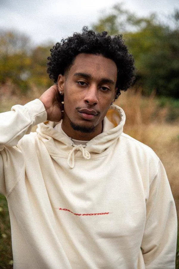Hoodie in Neutral With Lost In Motion Logo Print sold by Dream But Do Not Sleep