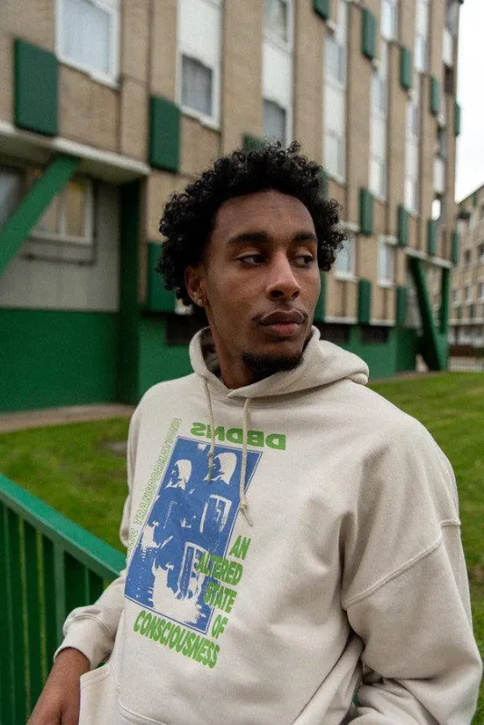 Cotton Hoodie In Sand With Psychedelic Transformations Print sold by Dream But Do Not Sleep