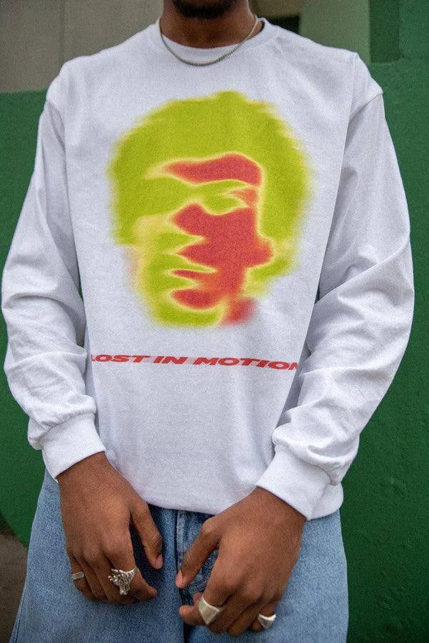 Long Sleeved T-Shirt in White With Lost In Motion Infrared Print sold by Dream But Do Not Sleep product image thumbnail 3