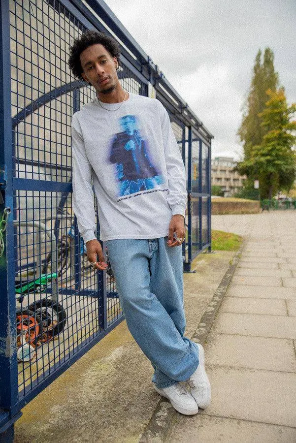 Long Sleeved T-Shirt in Ash Grey With Lost In Motion Infrared Print sold by Dream But Do Not Sleep product image thumbnail 3