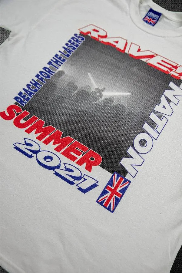 Short Sleeved T-shirt in White with Reach For The Lasers Print sold by Dream But Do Not Sleep product image thumbnail 5