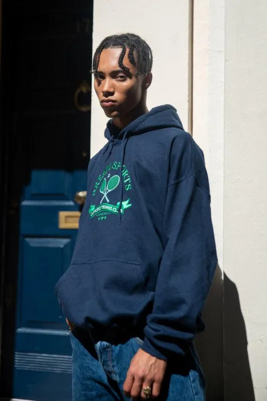 Hoodie in Navy with Catford Tennis Club Embroidery sold by Dream But Do Not Sleep
