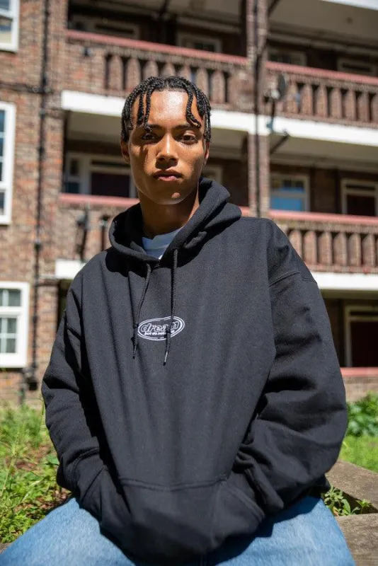 Hoodie in Black With Oval Logo Embroidery sold by Dream But Do Not Sleep