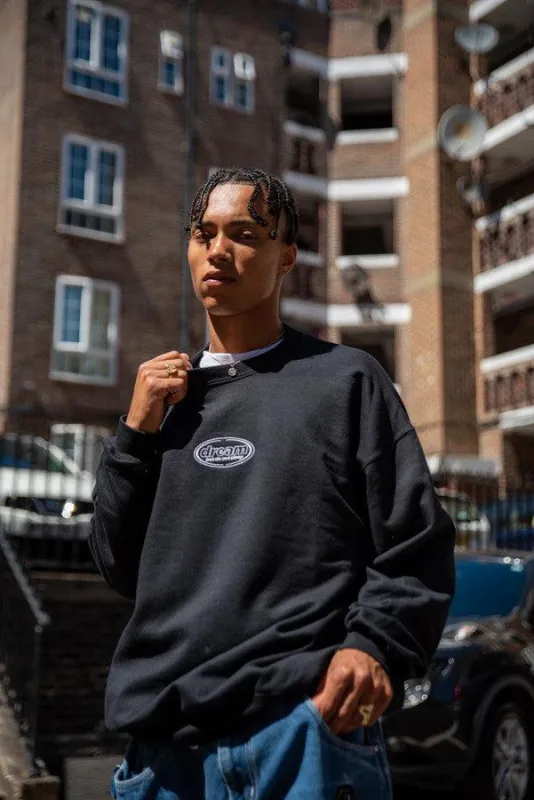 Black Sweatshirt With Oval Logo Embroidery sold by Dream But Do Not Sleep