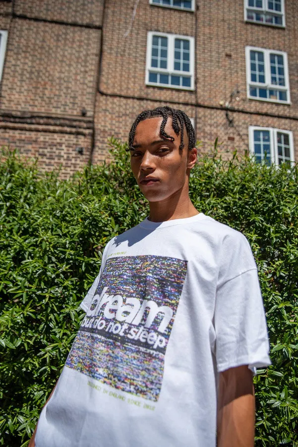 Short Sleeved T-Shirt in White With VHS Print sold by Dream But Do Not Sleep