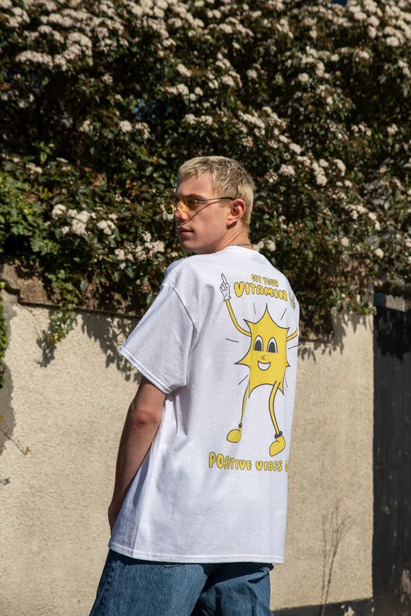 220gsm Short Sleeved T-Shirt in White with Vitamin D Summer print sold by Dream But Do Not Sleep product image thumbnail 4