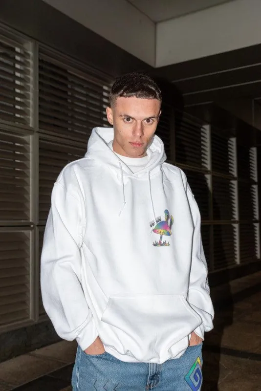 Heavyweight Hoodie in White with Planet Tripsies Print sold by Dream But Do Not Sleep