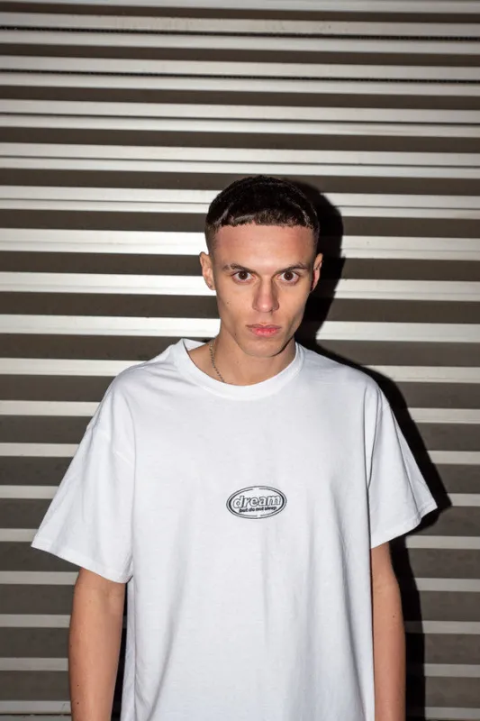 Short Sleeved T-shirt In White With Oval Logo Embroidery sold by Dream But Do Not Sleep