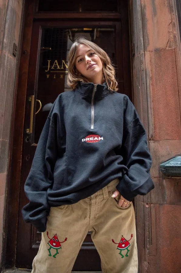 1-4 Zip Sweatshirt In Black With Dream Globe Embroidery sold by Dream But Do Not Sleep product image thumbnail 3