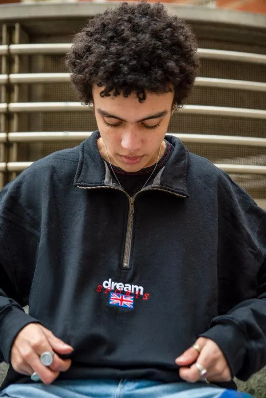 1-4 Zip Sweatshirt In Black With Dream Sports Embroidery sold by Dream But Do Not Sleep