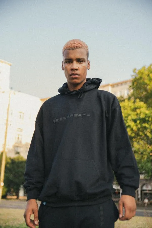 Hoodie in Black with Black Logo Embroidery sold by Dream But Do Not Sleep