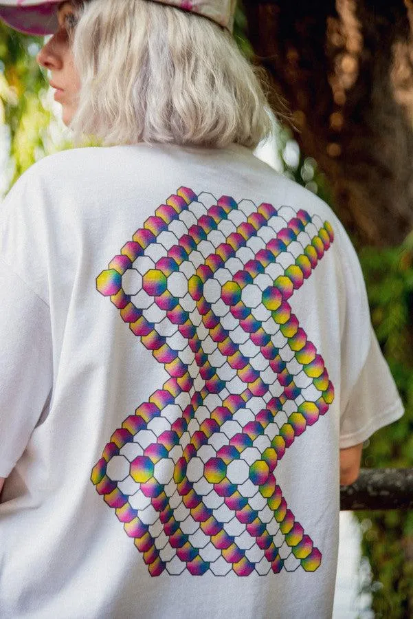 Tshirt in White with Zig-Zag Geometric Logo Print sold by Dream But Do Not Sleep