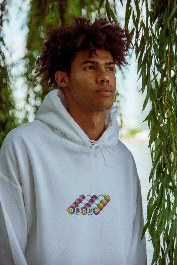 440gsm Hoodie in White with Zig-Zag Geometric Logo Print sold by Dream But Do Not Sleep product image thumbnail 2