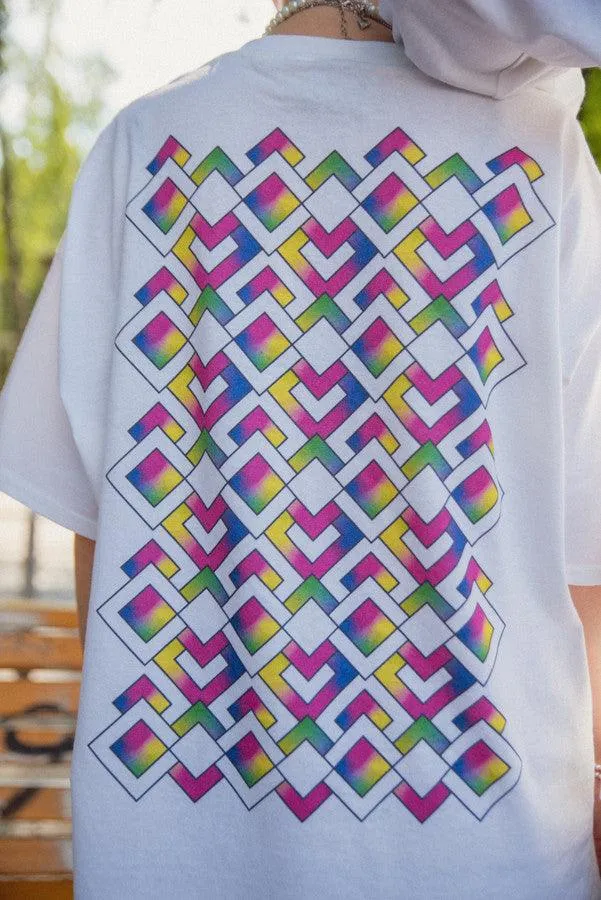Tshirt in White with Diamond Geometric Logo Print sold by Dream But Do Not Sleep product image thumbnail 2