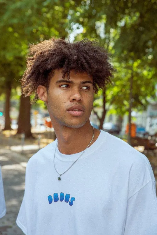 Tshirt in White with Blueberry Bubble Logo Print sold by Dream But Do Not Sleep