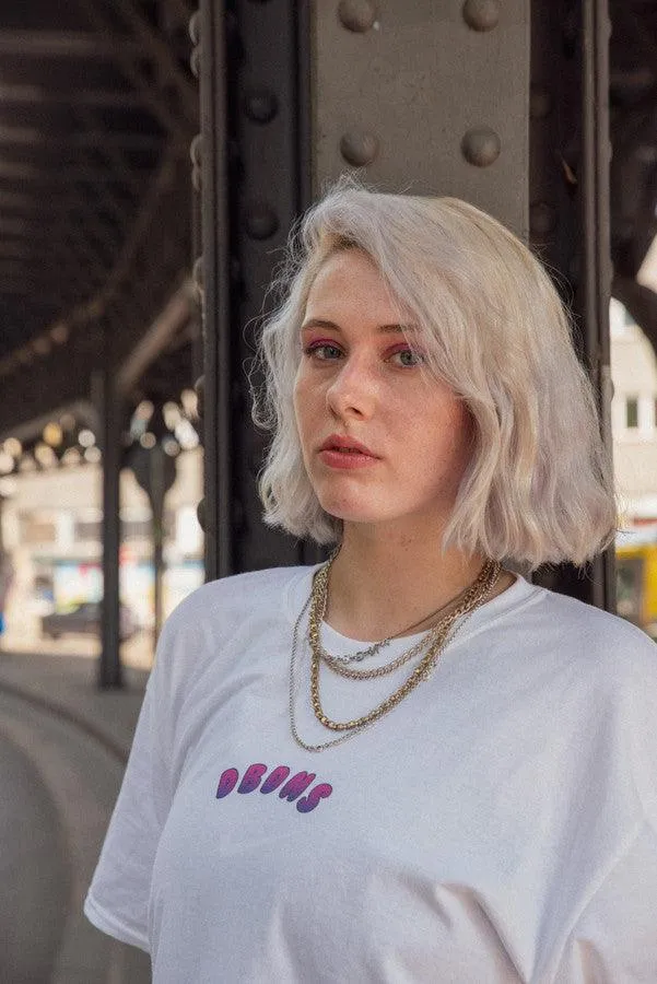 Tshirt in White with Grape Bubble Logo Print sold by Dream But Do Not Sleep product image thumbnail 2