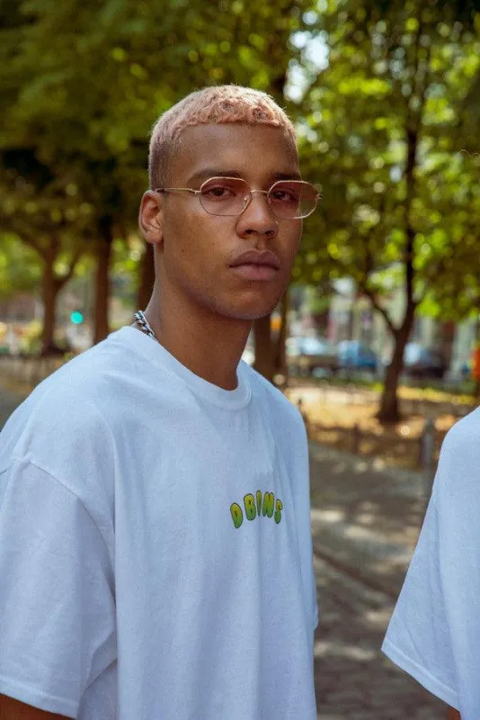 Tshirt in White with Apple Bubble Logo Print sold by Dream But Do Not Sleep