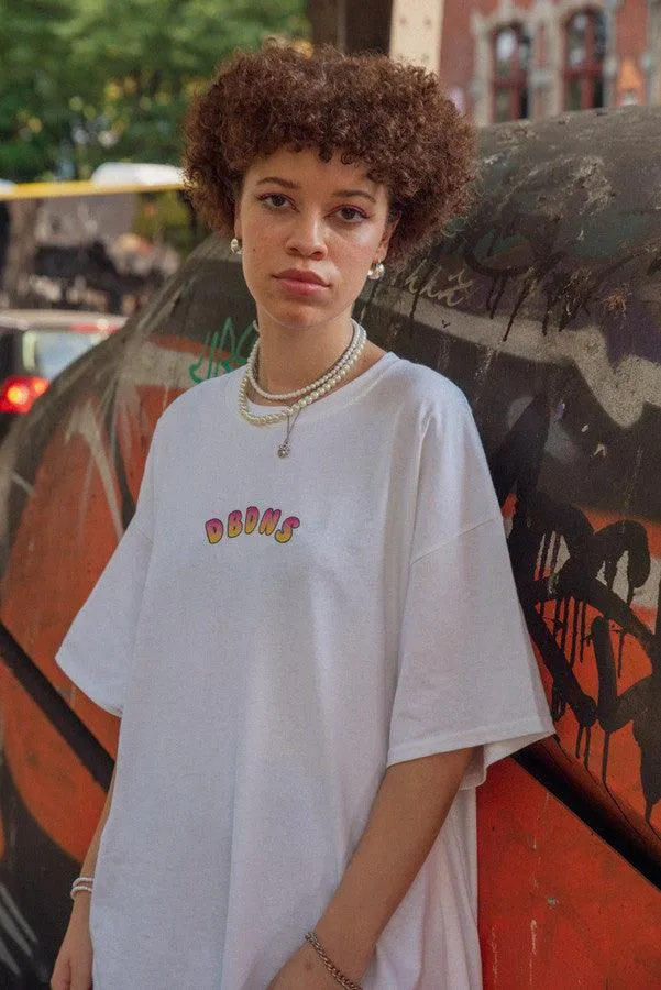 220gsm Tshirt in White with Watermelon Bubble Logo Print sold by Dream But Do Not Sleep