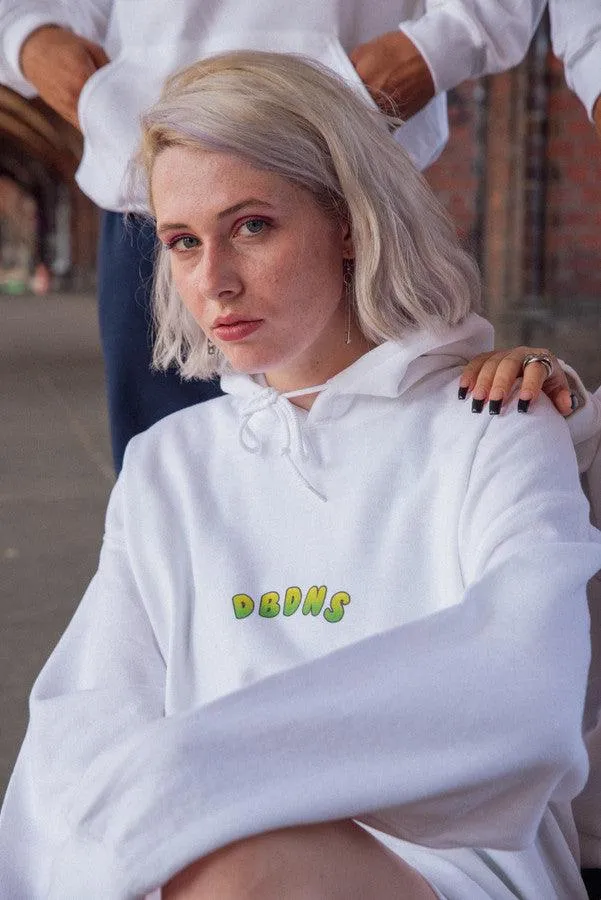 Hoodie in White with Apple Bubble Logo Print sold by Dream But Do Not Sleep