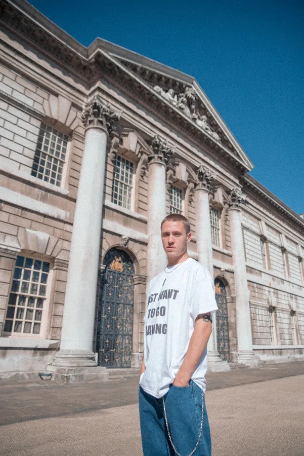 220gsm Short Sleeve Tshirt in White with I Just Want To Go Raving Print sold by Dream But Do Not Sleep product image thumbnail 4