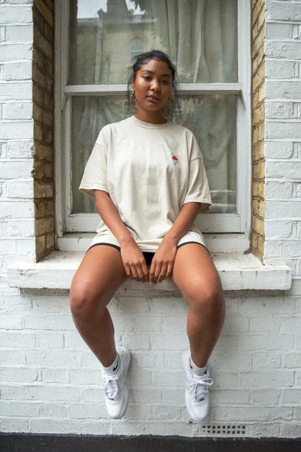 Short Sleeve Tshirt in Sand with Bro Shroom Embroidery sold by Dream But Do Not Sleep product image thumbnail 5