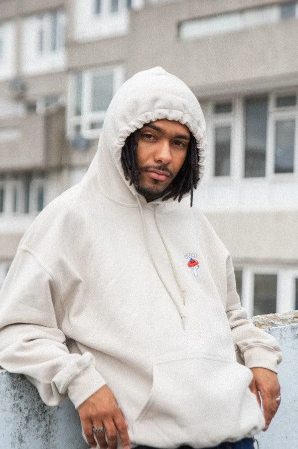 440gsm Hoodie in Sand with Bro Shroom Embroidery sold by Dream But Do Not Sleep