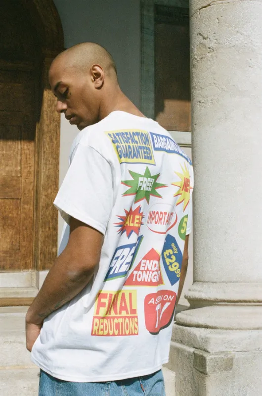 Short Sleeved White T-Shirt with Bargains Galore Print sold by Dream But Do Not Sleep