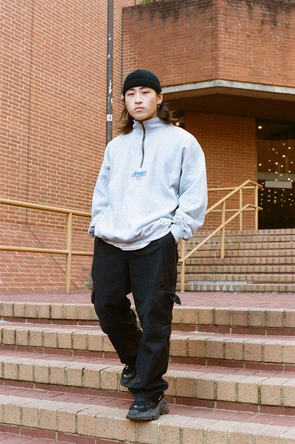 1-4 Zip Sweatshirt In Grey With Blue Embroidered Logo sold by Dream But Do Not Sleep product image thumbnail 5