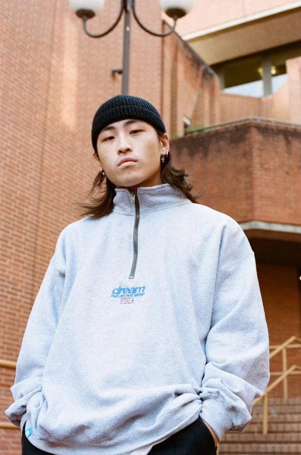 1-4 Zip Sweatshirt In Grey With Blue Embroidered Logo sold by Dream But Do Not Sleep product image thumbnail 2