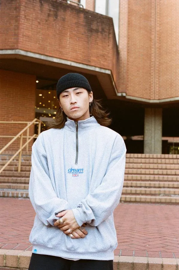 1-4 Zip Sweatshirt In Grey With Blue Embroidered Logo sold by Dream But Do Not Sleep product image thumbnail 3